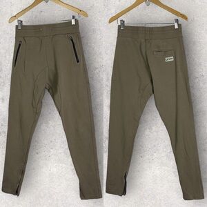 ASRV Aesthetic Revolution Pants Tan Size Medium Ribbed Ankle Zip Stretch Rib Men